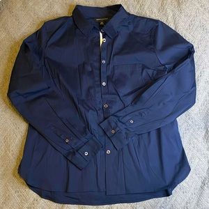 NWT Banana Republic Navy Blue Untucked Fit Dress Shirt Women’s Size M